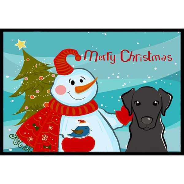 Carolines Treasures Snowman With Black Labrador Indoor and Outdoor Mat- 24 x 36 in. BB1855JMAT - main